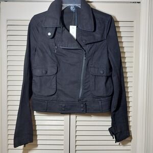 French Connection Cotton MOTORCYCLE Jacket Zip Vegan